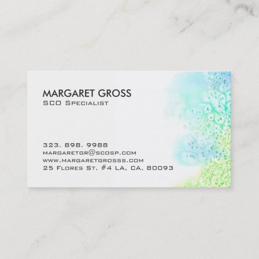 ミニマルモダンリストホワイト&パステルウォーターカラーグラデーション 名刺 (裏面)
