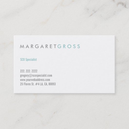 ミニマルモダンリストホワイト&パステルブルー 名刺 (正面)