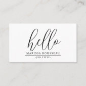 ミニマルモダンリストホワイトHello QRコード 名刺 (正面)