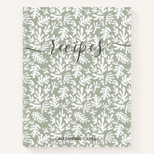 ミニマルモダンリストボタニカルカスタムレシピ ノートブック (正面)