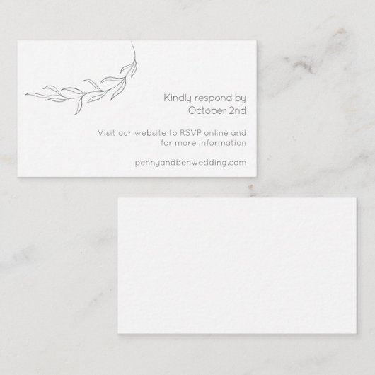 ミニマルモダンリストボタニカルスケッチシッ結婚クス エンクロージャーカード (正面/裏面)