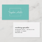 ミニマルモダンリストボックスラインフレームターコイズ青 名刺 (正面/裏面)