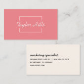 ミニマルモダンリストボックスラインフレームピンク 名刺 (正面/裏面)