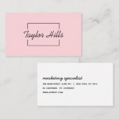 ミニマルモダンリストボックスラインフレームベビーピンク 名刺 (正面/裏面)