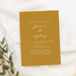 ミニマルモダンリストマスタード黄結婚文字 招待状<br><div class="desc">ミニマルモダンリストマスタードイエロースクリプト結婚式招待状</div>