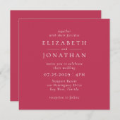 ミニマルモダンリストマゼンタレッド結婚式招待状 招待状 (正面/裏面)