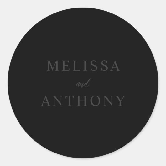 ミニマルモダンリストマットブラック結婚ズ ラウンドシール (正面)