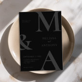 ミニマルモダンリストマットブラック結婚ズ 招待状