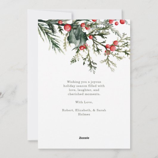 ミニマルモダンリストミストレトーホリデーカード シーズンカード (裏面)