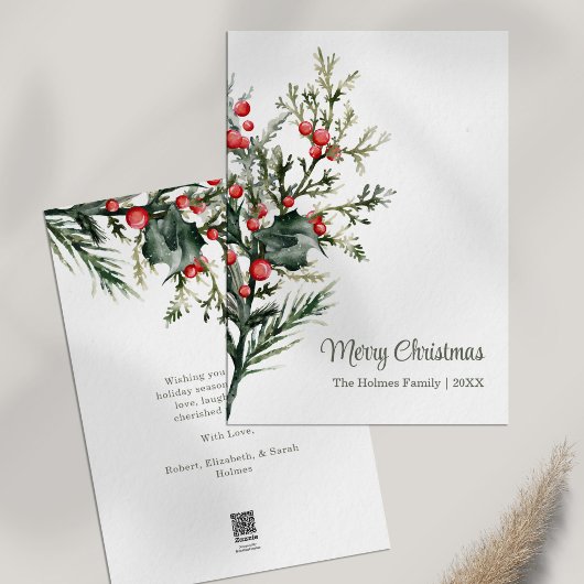 ミニマルモダンリストミストレトーホリデーカード シーズンカード