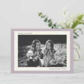 ミニマルモダンリストミュート薄紫Hanukkah写真 シーズンカード (スタンド正面)