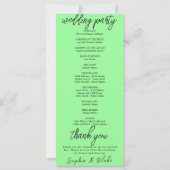 ミニマルモダンリストミントグリーン結婚式 プログラム (裏面)