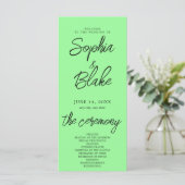 ミニマルモダンリストミントグリーン結婚式 プログラム (スタンド正面)