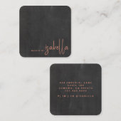 ミニマルモダンリストメイクアップアーティストスクリプト名ブラック スクエア名刺 (正面/裏面)