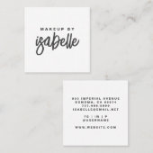 ミニマルモダンリストメイクアップアーティストスクリプト スクエア名刺 (正面/裏面)