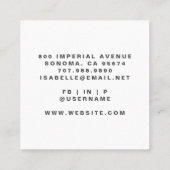 ミニマルモダンリストメイクアップアーティストスクリプト スクエア名刺 (裏面)