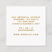 ミニマルモダンリストメイクアップアーティスト金ゴールドスクリプト スクエア名刺 (裏面)