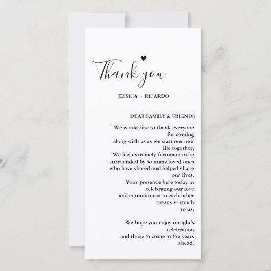 ミニマルモダンリストメニュー+お礼のメッセージ (正面)