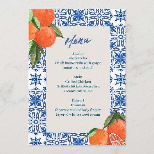 ミニマルモダンリストメニュー メニュー (正面)