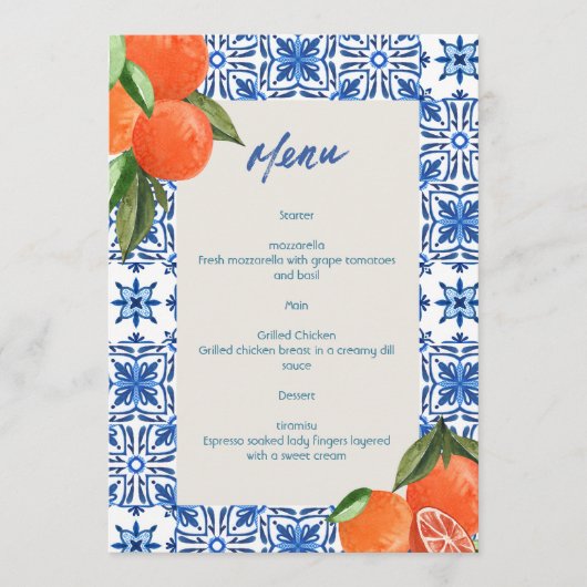 ミニマルモダンリストメニュー メニュー (正面)