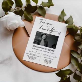 ミニマルモダンリストメモリアル写真葬儀 招待状