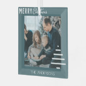 ミニマルモダンリストメリークリスマスグリーンパイン ガラスオーナメント (正面左)