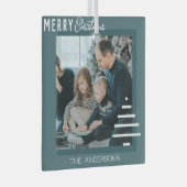 ミニマルモダンリストメリークリスマスグリーンパイン ガラスオーナメント (正面右)