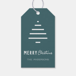 ミニマルモダンリストメリークリスマスグリーンパイン ギフトタグ