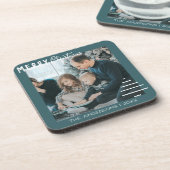 ミニマルモダンリストメリークリスマスグリーンパイン コースター (左側)