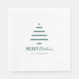 ミニマルモダンリストメリークリスマスグリーンパイン スタンダードランチョンナプキン