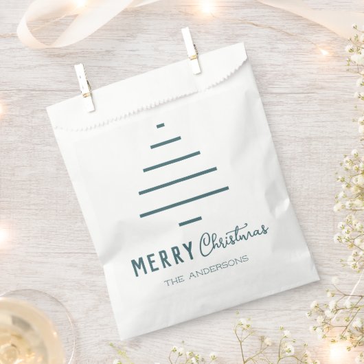 ミニマルモダンリストメリークリスマスグリーンパイン フェイバーバッグ (クリップ留めされた状態)