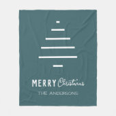 ミニマルモダンリストメリークリスマスグリーンパイン フリースブランケット (正面)