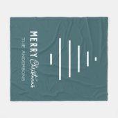 ミニマルモダンリストメリークリスマスグリーンパイン フリースブランケット (正面(横))