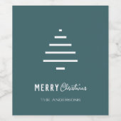 ミニマルモダンリストメリークリスマスグリーンパイン ワインラベル (シングルラベル)