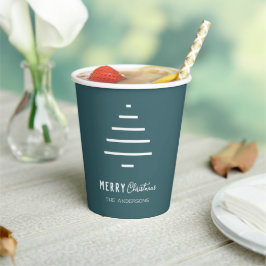 ミニマルモダンリストメリークリスマスグリーンパイン 紙コップ