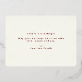 ミニマルモダンリストメリークリスマスツーフォトバラ 箔シーズンカード (裏面)