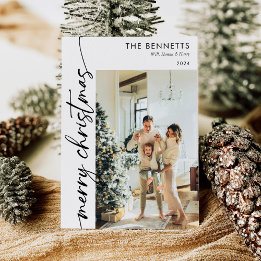 ミニマルモダンリストメリークリスマスフォト シーズンカード
