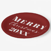 ミニマルモダンリストメリークリスマスレッドホリデー ペーパープレート (アングル)