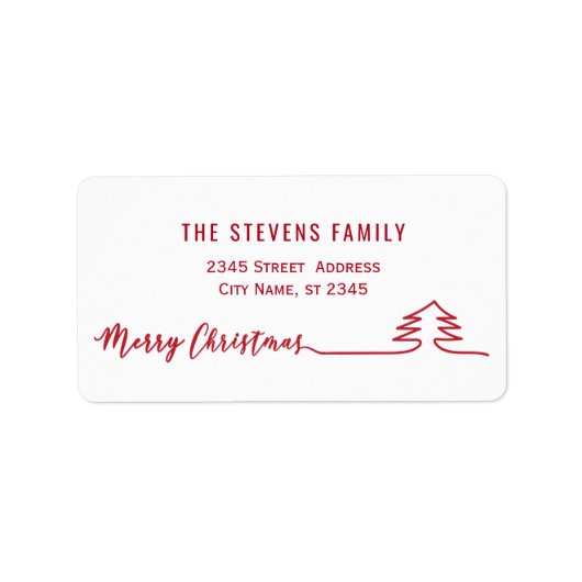 ミニマルモダンリストメリークリスマスレッド ラベル (正面)