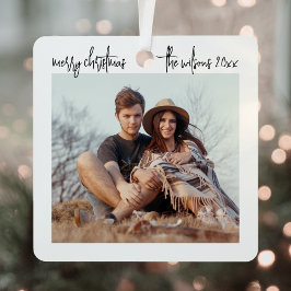 ミニマルモダンリストメリークリスマス2写真 メタルオーナメント