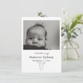 ミニマルモダンリストモノクロベビーフォト誕生 案内状 (スタンド正面)