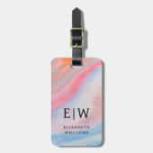 ミニマルモダンリストモノグラエレガントム花柄 ラゲッジタグ (正面縦)