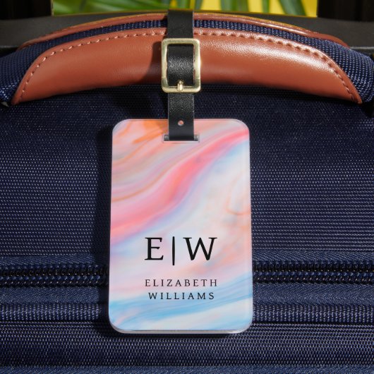 ミニマルモダンリストモノグラエレガントム花柄 ラゲッジタグ (正面インサイチュ2)