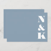 ミニマルモダンリストモノグラムほこりっぽいブ結婚ルー ノートカード (正面/裏面)