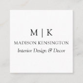 ミニマルモダンリストモノグラムまたはロゴの追加 スクエア名刺 (正面)