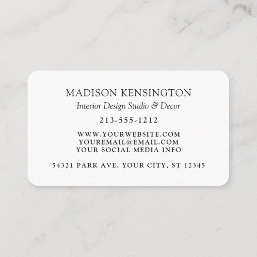 ミニマルモダンリストモノグラムまたはロゴの追加 名刺 (裏面)