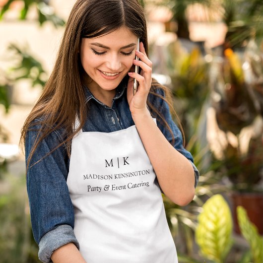 ミニマルモダンリストモノグラムまたはロゴビジネスの追加 エプロン