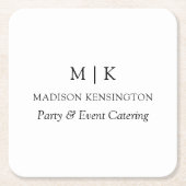 ミニマルモダンリストモノグラムまたはロゴビジネスの追加 スクエアペーパーコースター (正面)