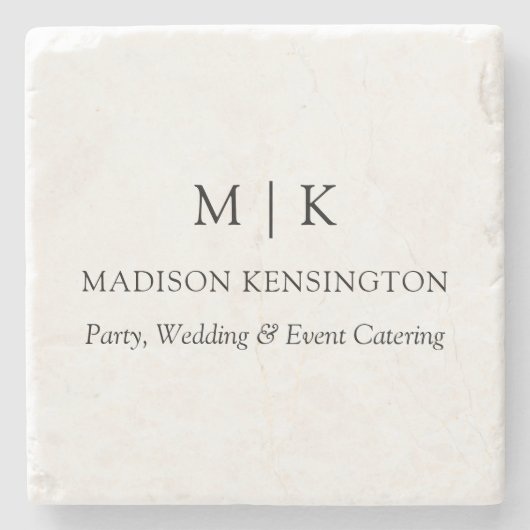 ミニマルモダンリストモノグラムまたはロゴビジネスの追加 ストーンコースター (正面)