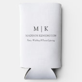 ミニマルモダンリストモノグラムまたはロゴビジネスの追加 スリム缶クーラー (正面)